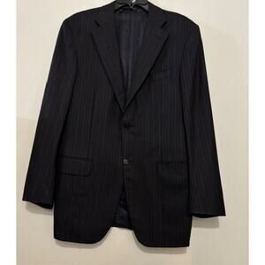 Canali Blazer 40L US 50L EU Suit Jacket 100% Wool Italy Black Pinstripe 2 Button